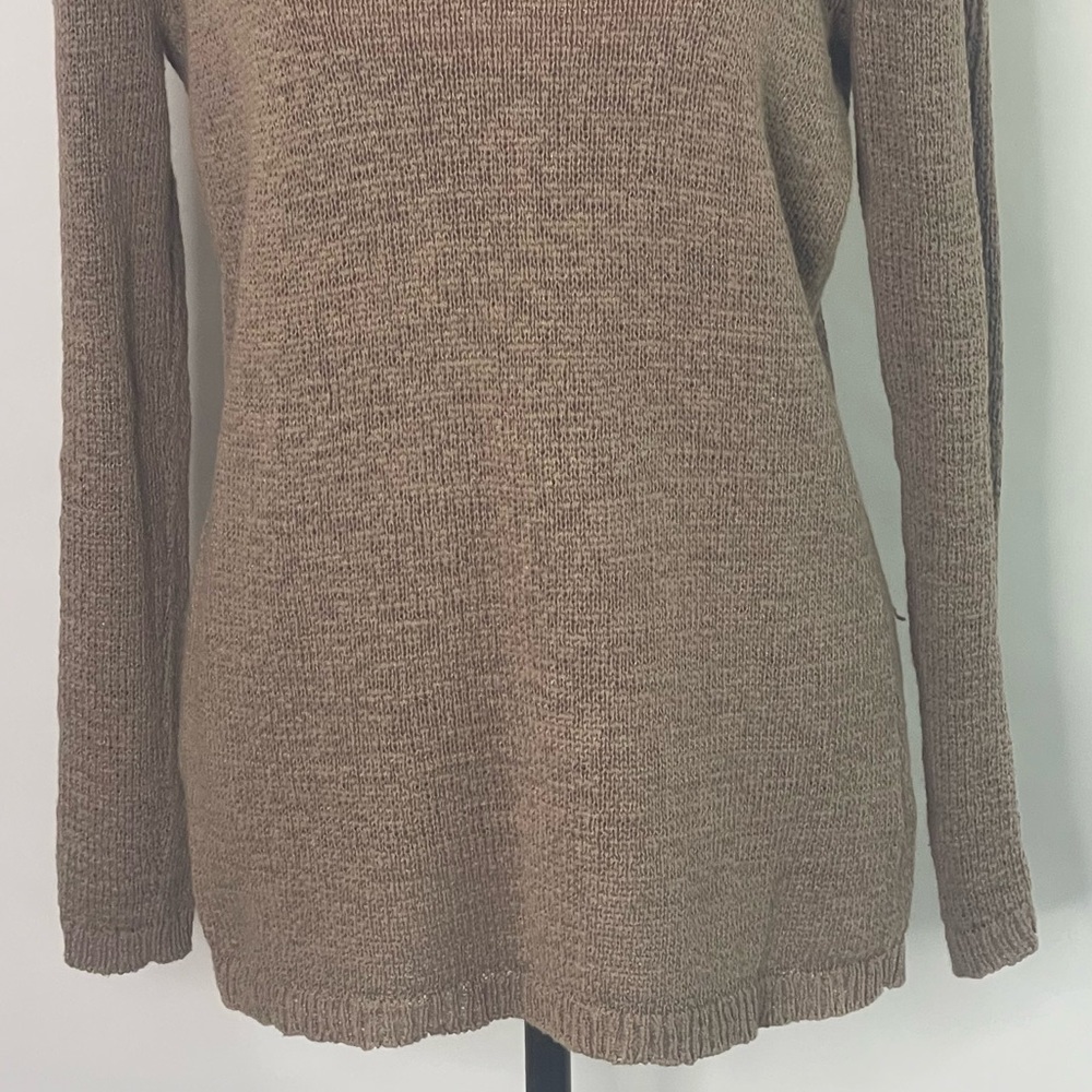 Rachel Zoe Karla Open Knit neutral fall sweater Taupe brown women Size L Classic - Picture 3 of 12